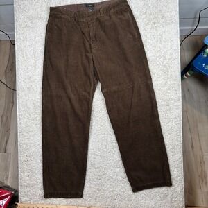 M GORDON Mens Brown Corduroy Pants Size 38x32 Straight Fit Casual Trousers